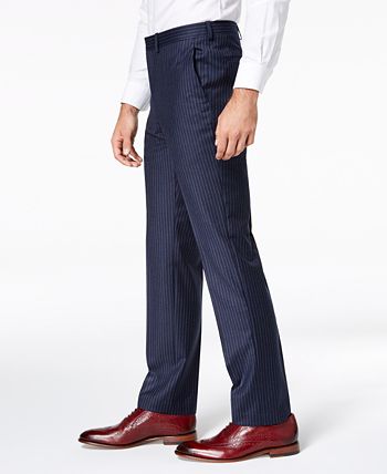DKNY - Men's Modern-Fit Navy Pinstripe Suit Pants