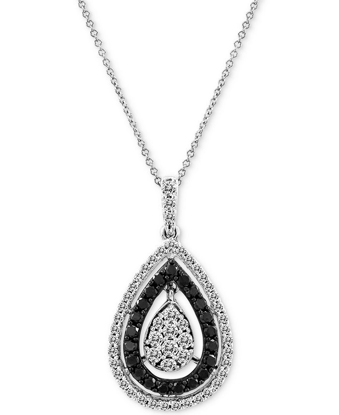 Le Vian - Diamond Teardrop Cluster 18" Pendant Necklace (3/4 ct. t.w.) in 14k White Gold