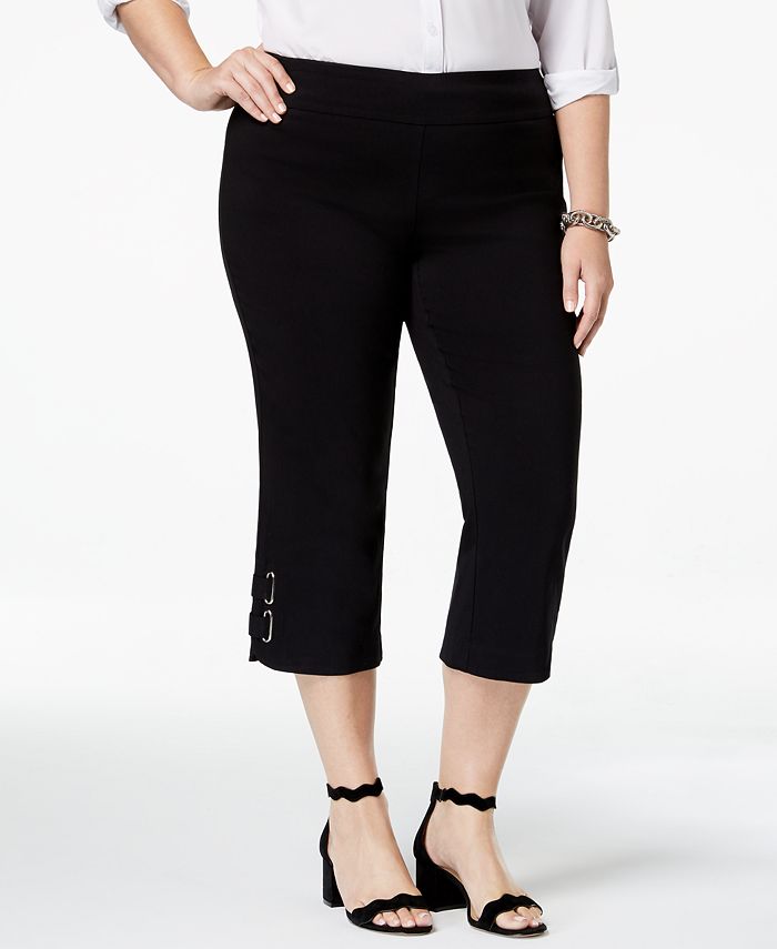 JM Collection Plus Size Buckle-Hem Capri Pants, Created for Macy's - Macy's