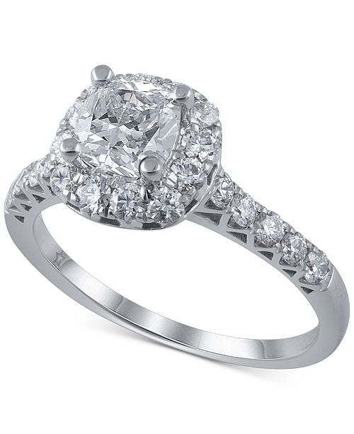 Macy S Star Signature Diamond Cushion Cut Halo Engagement Ring
