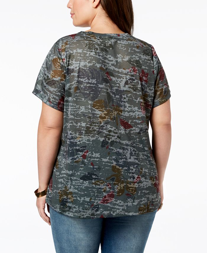 Style & Co Plus Size Printed Twist-Front Top, Created for Macy's - Macy's
