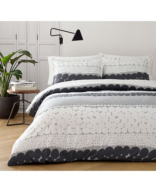 Marimekko Jurmo Dark Shadow Gray Cotton 3 Pc Full Queen Duvet