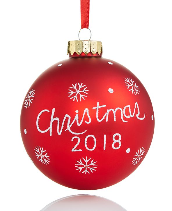 Holiday Lane Glass Red 2018 Dated Christmas Ball Ornament, Created for