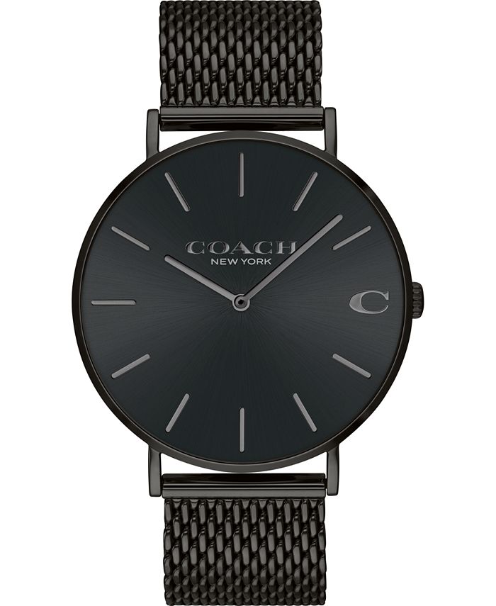 COACH Men's Charles Black Stainless Steel Mesh Bracelet Watch 36mm &  Reviews - All Watches - Jewelry & Watches - Macy's