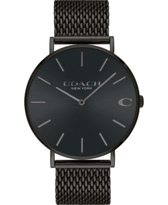 COACH Men s Charles Black Stainless Steel Mesh Bracelet Watch 36mm Macy s