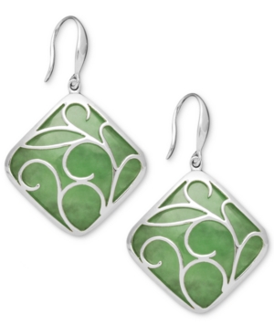 image of Sterling Silver Earrings, Jade Swirl Overlay Earrings