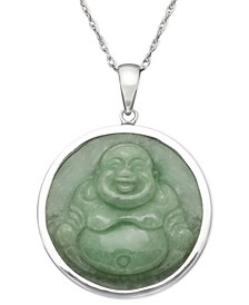Sterling Silver Necklace, Jade Carved Buddha Pendant