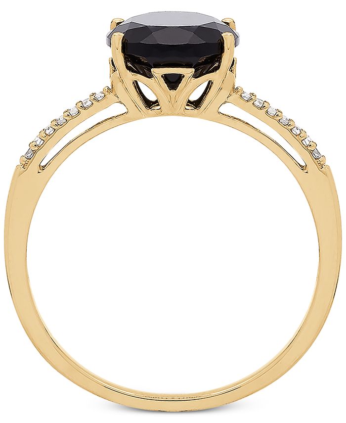 Macy's - Onyx (10 x 8mm) & Diamond Accent Ring in 14k Gold