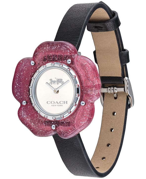 COACH Women's Perry Created for Macy's Black Leather Strap Watch 36mm