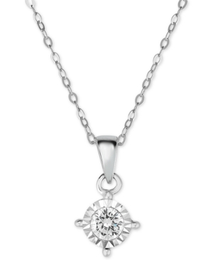 image of TruMiracle Diamond Solitaire Pendant Necklace (3/8 ct. t.w.) in 14k White Gold