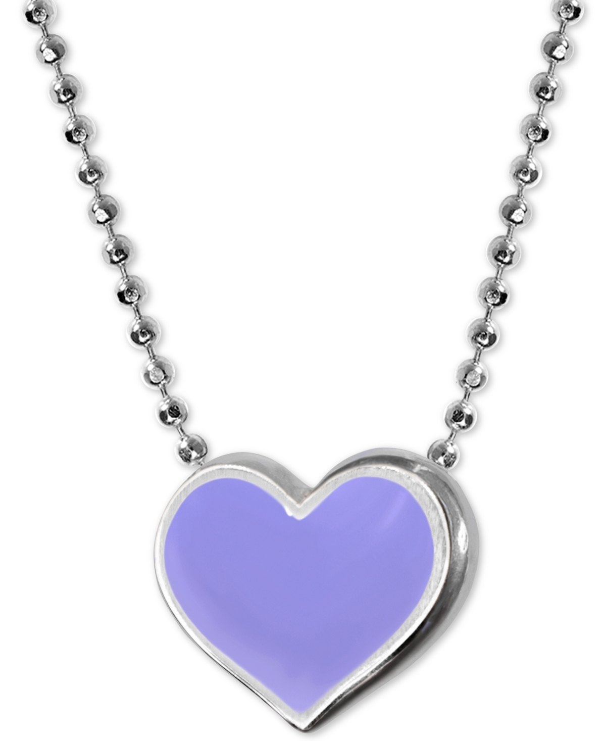 Lavender Enamel Vegas Heart 16" Pendant Necklace in Sterling Silver - Sterling Silver