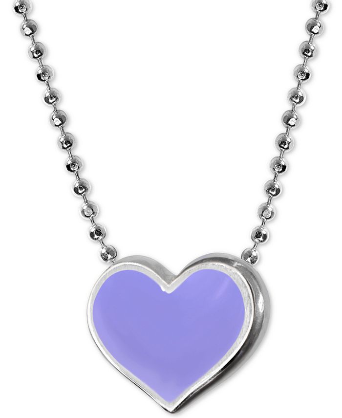 Alex Woo - Lavender Enamel Vegas Heart 16" Pendant Necklace in Sterling Silver