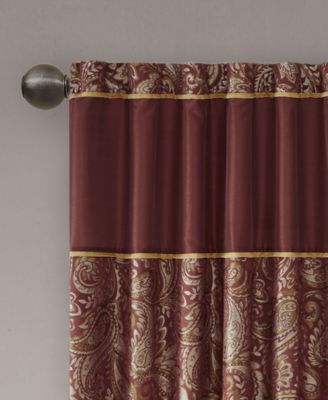 Aubrey Jacquard Room Darkening Curtains, Faux Silk Paisley for Bedroom and Living Room, 84 inch length 2 panels set, Width 50 length 84 inches, Burgundy Window Panel