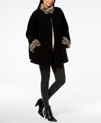Cejon - Leopard-Print Faux-Fur & Fleece Cape