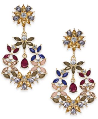 INC International Concepts - Gold-Tone Multi-Stone Drop Earrings