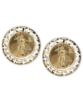 Macy's - 14k Gold Earrings, Coin Leverback Earrings