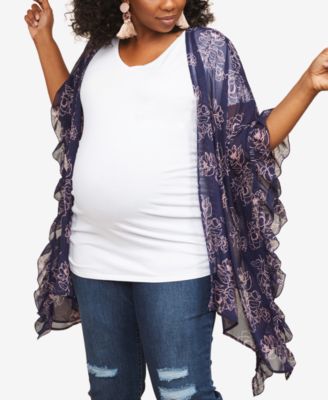 Motherhood Maternity - Maternity Plus Size Printed Kimono Blouse