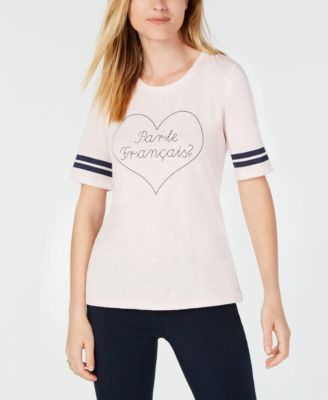 Maison Jules - Varsity-Stripe Heart-Print T-Shirt
