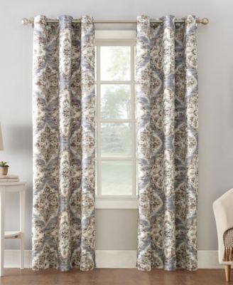 Sun Zero Regina Watercolor Floral Thermal Insulated Curtain Collection In Linen