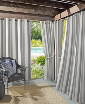 Sun Zero Valencia 54" X 108" Cabana Stripe Indoor/outdoor Uv Protectant Curtain Panel In Gray