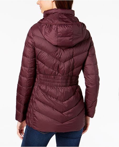 Michael Kors Asymmetrical Hooded Packable Down Puffer Coat