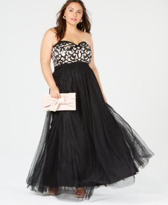 City Chic - Plus Size Lace-Bodice Strapless Gown