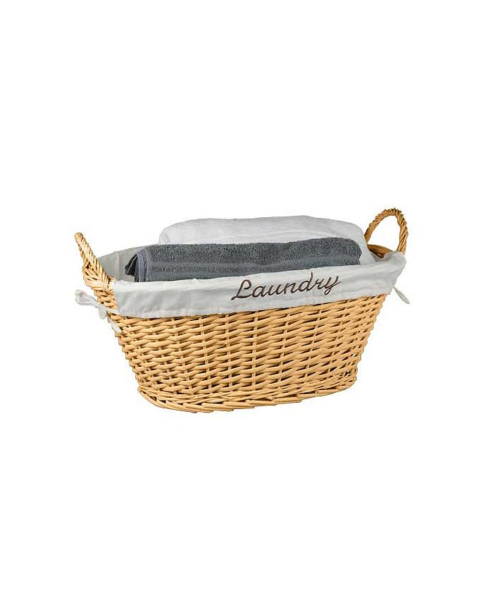 Home Basics Wicker Laundry Basket with Removeable Liner, Natural Macy's