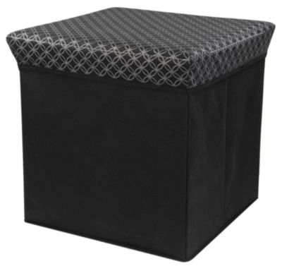 Home Basics - Blossom Collection Storage Ottoman, Silver