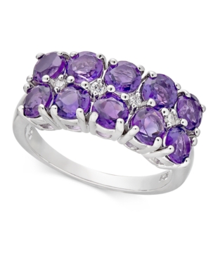 image of Amethyst (2 ct. t.w.) & Diamond Accent Double Row Statement Ring in 14k White Gold