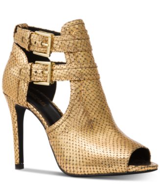 michael michael kors blaze leather peep toe buckle detail booties