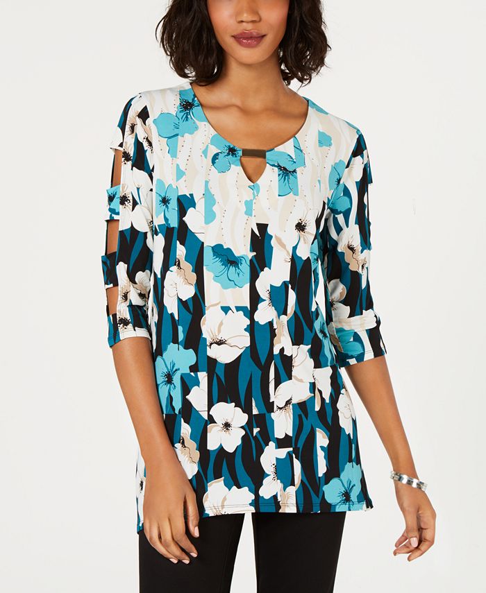 JM Collection Embellished Cutout Keyhole Top, Created for Macy's ...