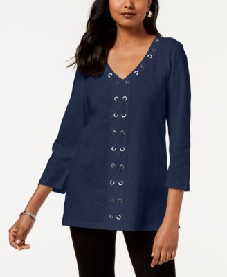 Grommet detail with lacing tunic