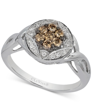image of Le Vian Chocolatier Diamond Cluster Twist Ring (1/3 ct. t.w.) in 14k White Gold