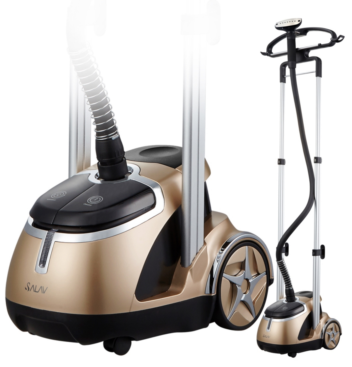 Professional Garment Steamer with Retractable Power Cord and Foot Pedal Control, GS49-dj - Gold