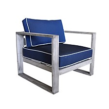 Driftwood Teak Modern North Shore Outdoor Club Chair with Cushions