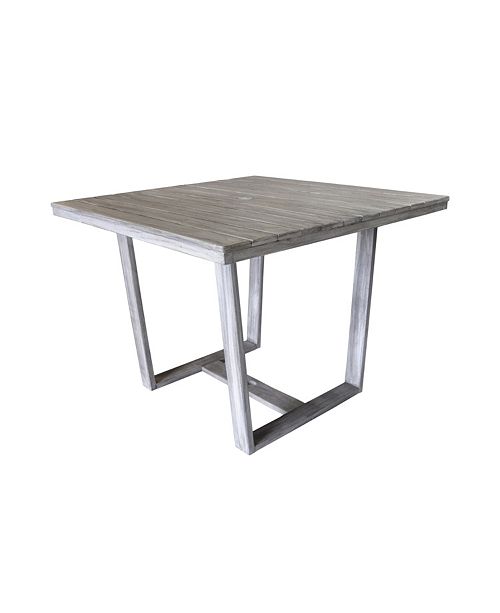 Courtyard Casual Driftwood Teak Contemporary Bay Side Outdoor Square Dining Table Reviews Furniture Macy S