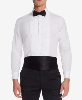 Men's Slim-Fit Stretch Pleated Bib French Cuff Tuxedo Shirt