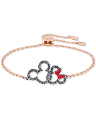 Swarovski - Rose Gold-Tone Crystal Mickey & Minnie Mouse Slider Bracelet