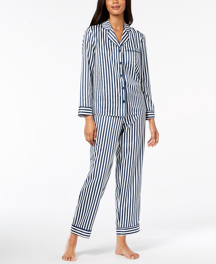 Alfani Satin Notch Collar Pajama Set, Created for Macy's - Macy's