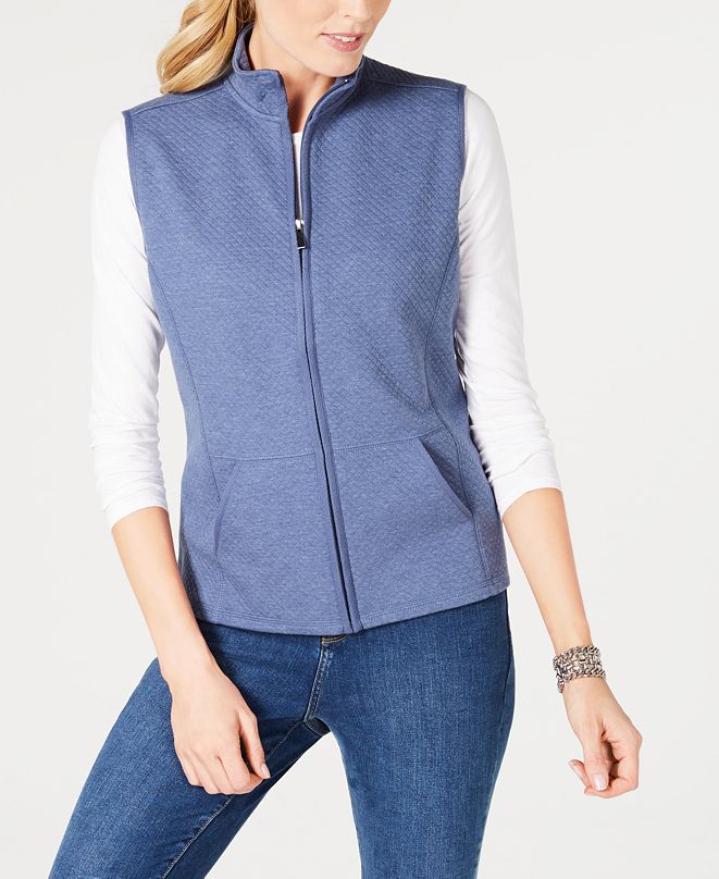 Karen Scott Sport Quilted Fleece Vest, Created for Macy's & Reviews
