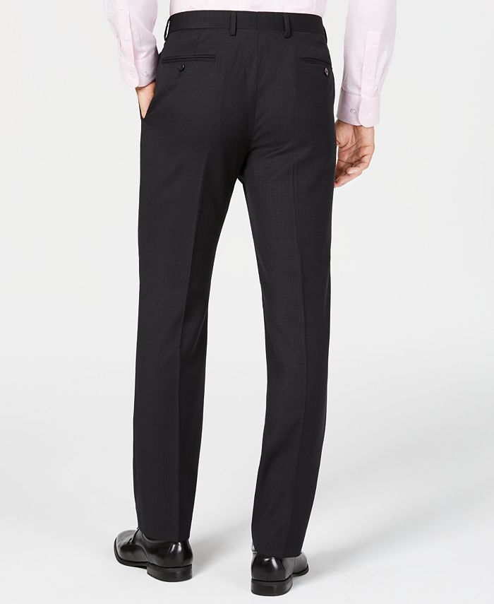 Vince Camuto Men's Slim-Fit Stretch Black Tonal Grid Wool Suit ...