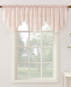 No. 918 Crushed Sheer Voile 51" X 24" Beaded Ascot Valance In Whisper