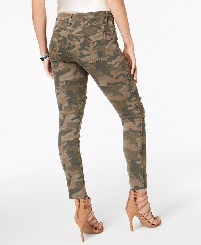 GUESS Distressed Camo-Print Jeans - Macy's