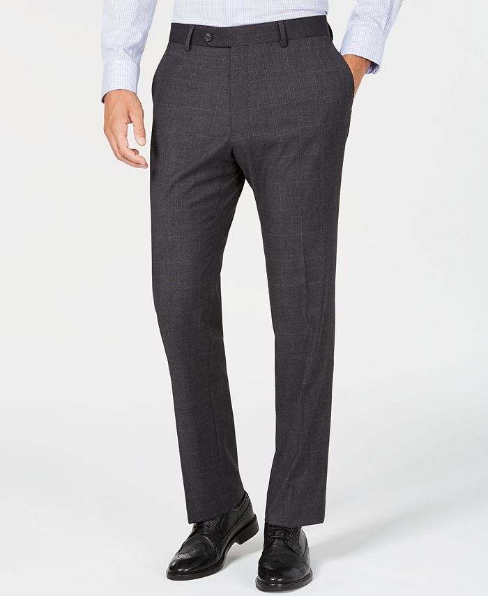 Tommy Hilfiger Men's Modern-Fit THFlex Stretch Gray Windowpane Suit ...