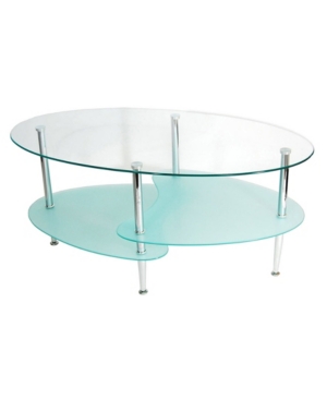 Glass Oval Living Room Metal Coffee Table
