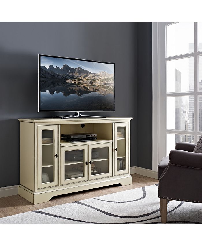 Walker Edison 52" Highboy Style Wood TV Stand Antique White Macy's