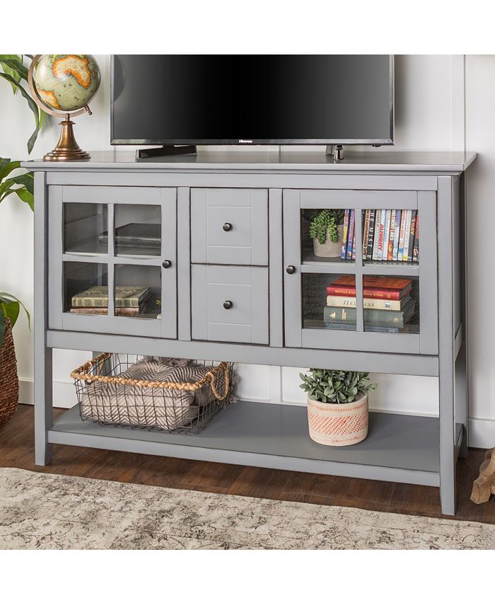 Walker Edison 52" Wood Console Table Buffet TV Stand Antique Grey Macy's
