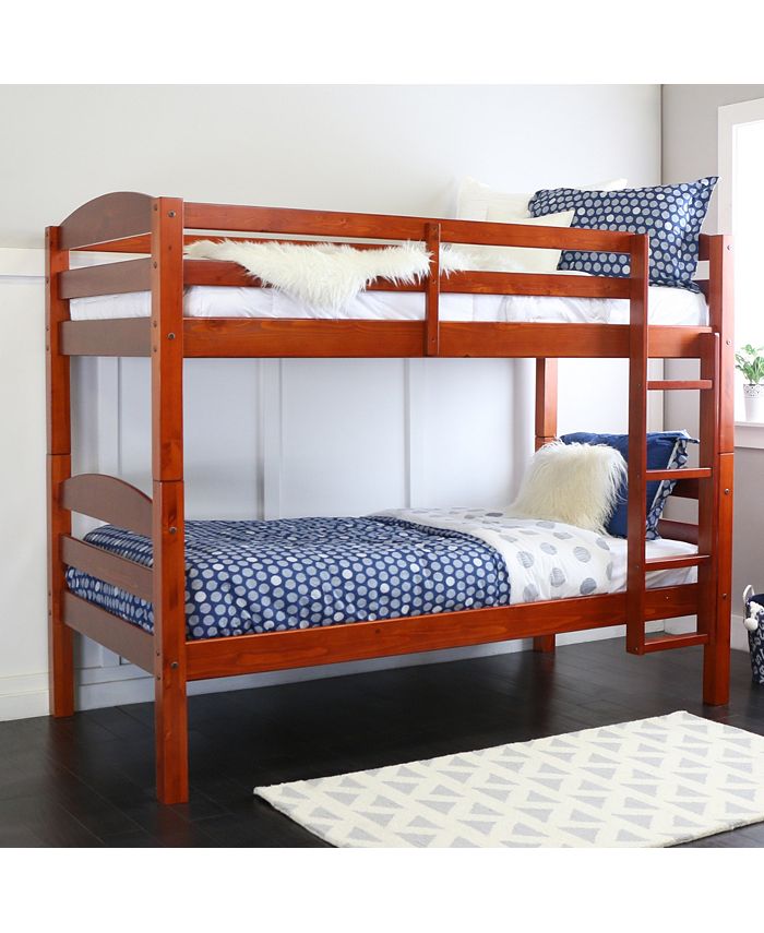 Walker Edison Solid Wood Twin over Twin Bunk Bed Cherry Macy's
