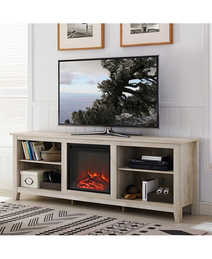 Walker Edison 70" Wood Media TV Stand Console with Fireplace Macy's