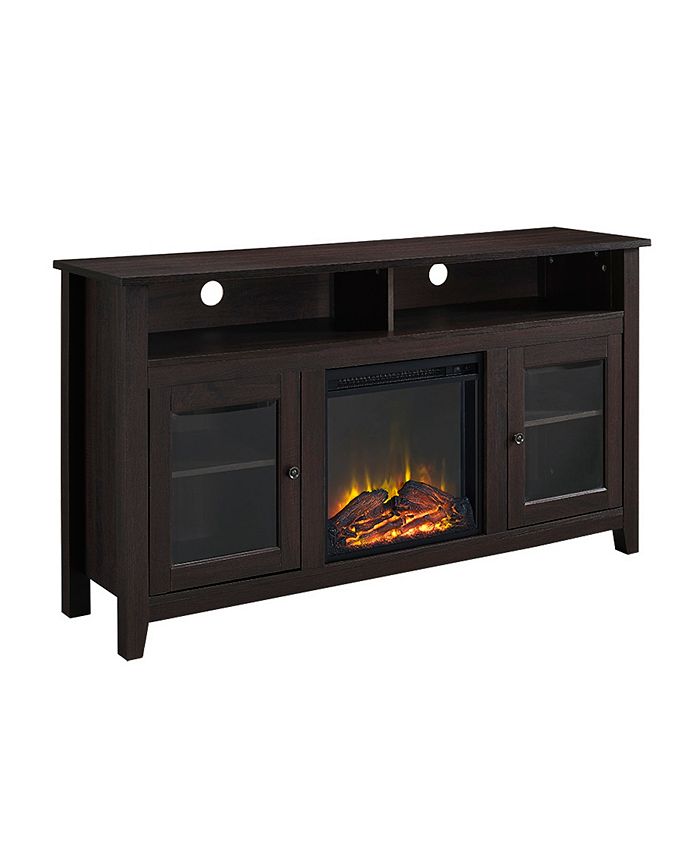 Walker Edison 58" Wood Highboy Fireplace Media TV Stand Console